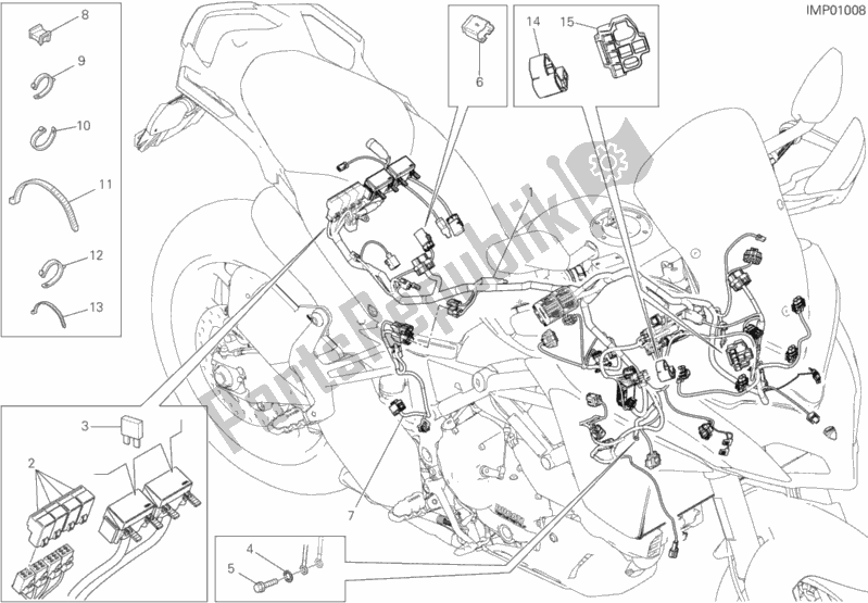 Todas as partes de Chicote De Fiação do Ducati Multistrada 950 Touring USA 2017